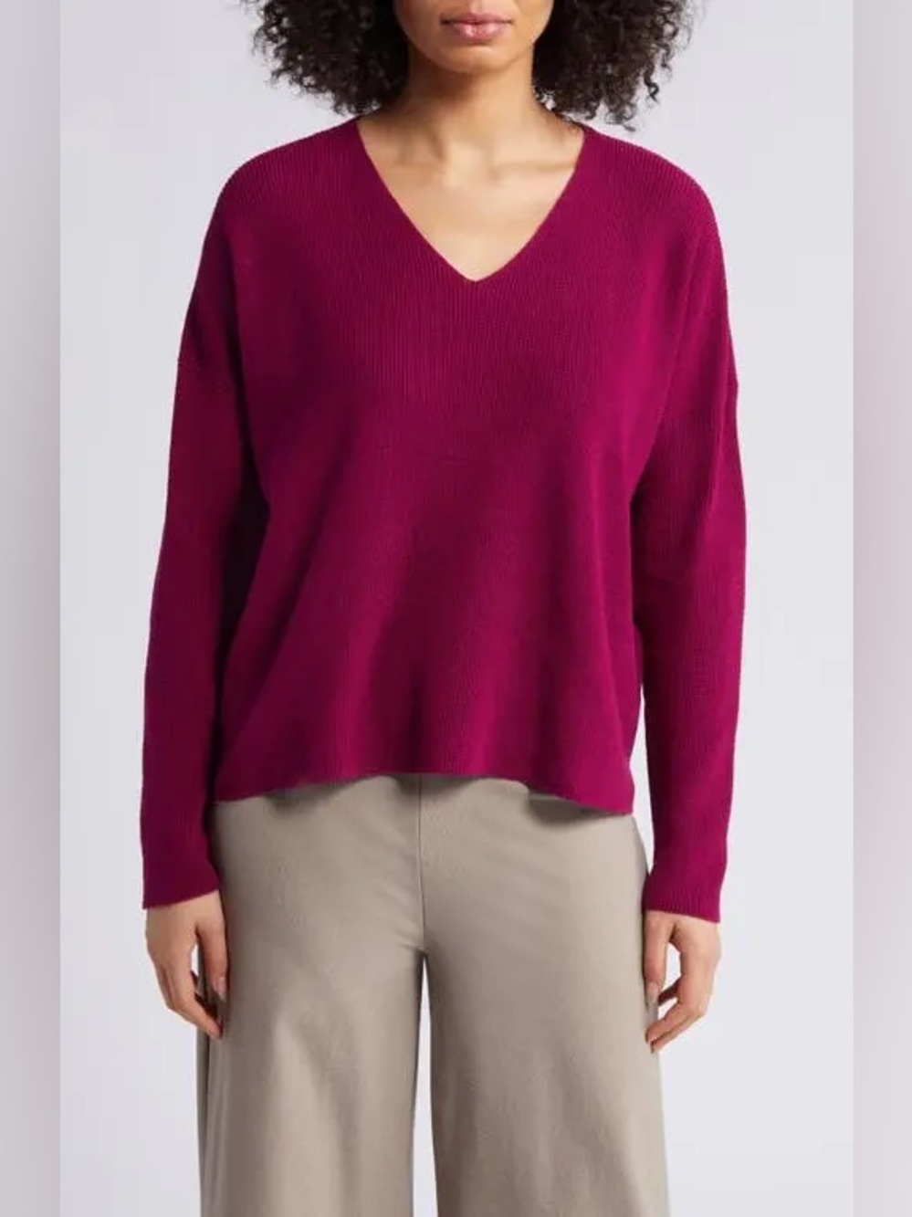 Eileen Fisher Organic Cotton V-Neck Pullover Sweater – Size Small